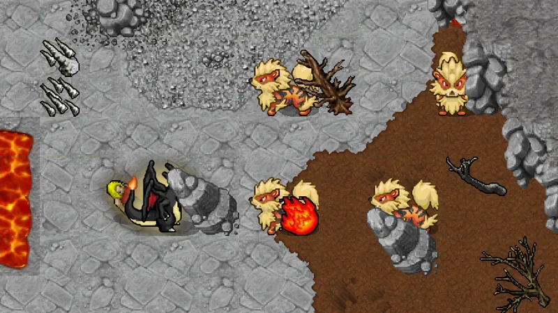 A pack of Arcanine in a VIP room inside the volcano